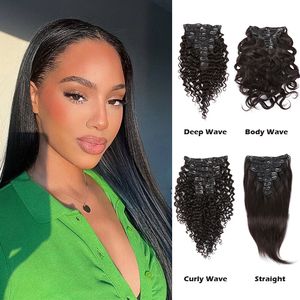 Extensions de cheveux à clipser de vrais cheveux humains, 160g 10pcs Real Clip-in Hair Extension Human Virgin Hair Clip on Extensions Double Trame Épaissie Silky Straight Greatremy