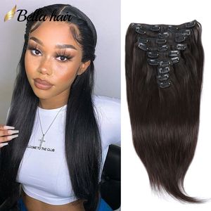 Extensiones de cabello con clip Cabello humano real Liso sedoso 160 g 10 piezas 21 clips Calidad Doble trama Virgen Remy Suave Natural para mujeres Bella Cabello Cabeza completa VENTA Tiktok Hair