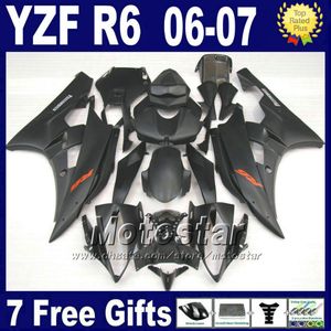 100 kits de carenado de moldeo por inyección para 2006 2007 yamaha r6 negro yzf r6 carenados piezas 06 07 jbfd