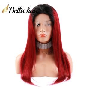 VENTA 100 Cabello virgen humano Peluca llena del cordón Sedoso Recto Cenizo Blone 1B / 613 1B / Gris 1B / 99J 1B / Rojo 1B / Verde 1B / Púrpura Pelucas de encaje coloridas de calidad