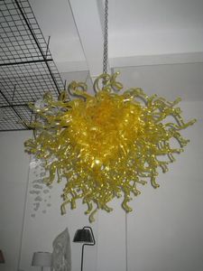 100% boca soplada CE UL Borosilicato Murano Glass Dale Chihuly Art Lámpara colgante de vidrio amarillo