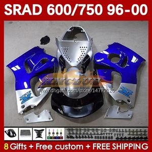 Kit de carrosserie pour suzuki silvery bleu srad gsxr 750 600 cc gsxr600 gsxr750 1996-2000 168no.50 gsx-r750 gsxr-600 1996 1997 1998 1999 2000 600cc 750cc 96 97 98 98 00 Moto Fairing Fairing Fair