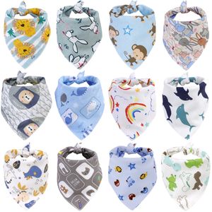 100% Organic Cotton Baby Bibs Triangle Burp Cloths Cartoon Saliva Towel Baby Feeding Bibs Soft Absorbent Boys Girl Saliva Towel