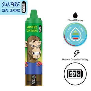 100% d'origine Sunfire 18000 Pouffle avec écran LCD Pen jetable Vape Pen 0% 2% 3% 5% 25 ml