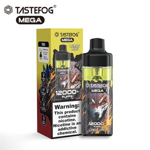 100% original Tastefog Mega 12000 Puffs Venta al por mayor Recargable y recargable Vape E-Cigarette Pod Kit 2% 15 ml 650 mAh 12 sabores En stock