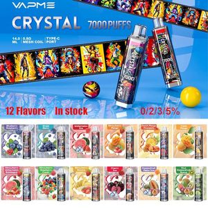 100% original Vapme Crystal Vape 7000 Puffs Stylo Vape jetable 7K Puffs E Cigarette E Hookah Puff Bar VS RANDM TORNADO 9000 10000 12000 15000 Puffs 12 Saveurs