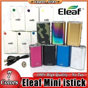 100% original Eleaf Mini istick Kit Batería 10W 1050mAh para batería de 510 hilos mod 7 colores CVT TOP Twist Voltaje ajustable ESMA-T Vape pen Cable eGo