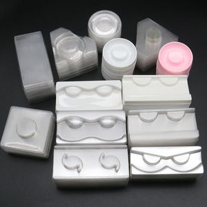 100/paquet plateaux à cils transparents en plastique vison porte-cils plateau à cils pour boîte d'emballage de cils boîte carrée emballage