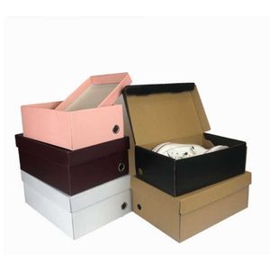 100 PCS Blank Storage Caja de zapatos Caja de papel corrugado plegable para zapatos de embalaje