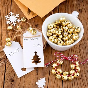 100 PCS Christmas Gold Silver Jingle Bells DIY CHARMS CRAFT Metal Bells For Wreath Home Festival Wedding Osmas Tree Decorations