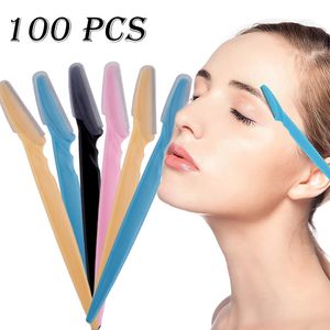 100 Uds., venta al por mayor, pequeño recortador de cejas profesional, cuchillo para cejas femenino, herramienta para eliminar el vello facial para mujeres 240131