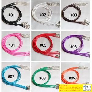 100 pièces Lot en gros 2mm noir cire cuir cordon collier corde 45 cm longue chaîne mousqueton bricolage bijoux résultats composants