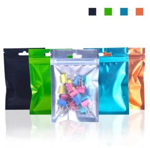 100 pièces un côté clair couleur refermable Zip Mylar sac sacs en papier d'aluminium pochettes anti-odeurs sac à bijoux