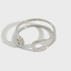 Anillo con forma de Pin de Plata de Ley 925 pura de 100%, anillos ajustables tallados huecos, joyería fina Punk para mujeres y niñas YMR823285c