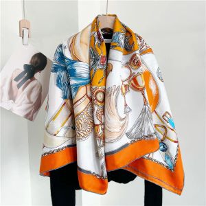 100% Pure mûrier écharpe grand châle femme soie roulé luxe concepteur foulards Foulard châles étole 135cm