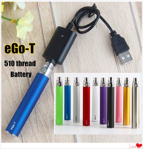 100% Qualité Vapor eGo T 510 Thread Vape Pen Batterie Avec Chargeur USB 650mAh 900mAh 1100mAh ecig Batteries Match CE4 CE3 Cartouches