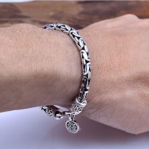 100% vero argento sterling 925 bracciale uomo spesso modello sicuro vintage punk rock stile braccialetto uomo gioielleria regalo festa del papà T190701