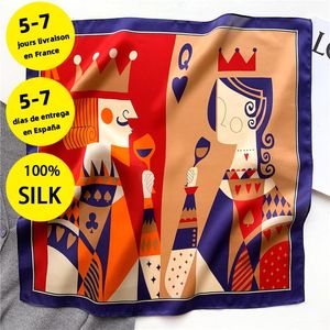 100 foulards carrés en soie véritable pour femmes Bandana Foulard imprimé de haute qualité Foulard doux pour cheveux