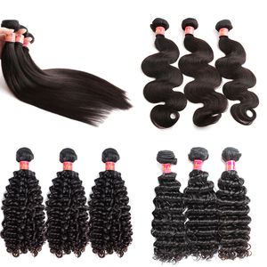 Bella Hair ﾮ 100% Extensions de Cheveux Humains 3pcs / lot Remy Virgin Bundles de Cheveux Brésiliens Non Transformés Colorables Blanchissables