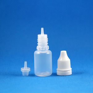 Flacons compte-gouttes en plastique de 10ml, 100 ensembles, bouchon inviolable, buse à pointe d'aiguille longue et fine pour e-liquide, goutte de vapeur, e-liquide 10 ml