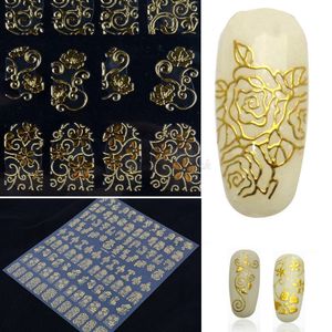 100 feuilles d'autocollants pour ongles, vente en gros, 108 pièces sur une fleur en papier, autocollants 3D pour Nail Art, décoration de manucure, vente en gros