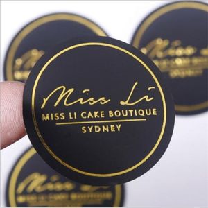 100 SheetsBlack Gold Foil Sticker Custom Commercial Wedding Label Golden Packaging Round Transparent you 220607