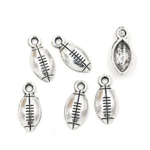 Aleación Rugby gimnasio deportes atléticos dijes colgantes para joyería hacer pulsera collar DIY accesorios 7*15,5mm plata antigua 200 Uds