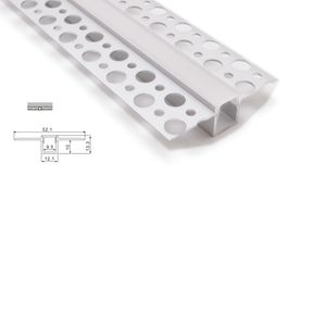 100 X 1M juegos / lote perfil de aluminio de tira de led súper plano y canal de aluminio led en forma de T de 52 mm de ancho para lámparas de techo o pared