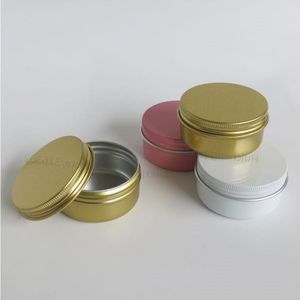 Tarro de crema facial de Metal vacío de 100x50G, caja pequeña de aluminio para dulces, recipientes para ollas, embalaje de velas de aluminio blanco, lata de 50g Doikk