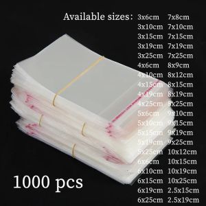 1000 piezas transparentes opps de plástico bolso de joyería bolsita para galletas bolsas de papel de vidrio bolso de papel autoadhesivo