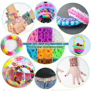 10000pcs Ban à métier de caoutchouc Kits Perles Toys Set Hand Tricoting Machine fait à la main Brifbow arc-en-ciel Couleur Bracelet Girl Gift