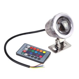 Lampe Led sous-marine RGB, étanche IP68, 1000lm, 10W, 12V, pour fontaine, étang, piscine, 16 couleurs changeantes, avec télécommande IR 24 touches