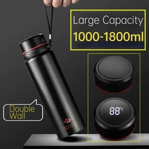 1000 ml 1800 ml Vaguum Flash Thermal Smart Temperature Afficher Bouteille d'eau 304 Thermos en acier inoxydable 240424