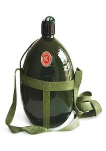 Botella de agua para deportes al aire libre de 1000 ml, matraz de aluminio ligero, cantimplora militar a prueba de fugas, hervidor ovalado, tapa con bucle, boca estrecha 7273968