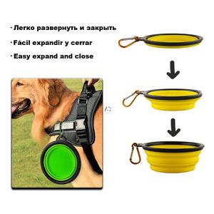 Comederos plegables de viaje para perros de 1000 ml, comederos plegables de silicona para perros, alimentación de agua al aire libre, taza plegable, plato LLE10492