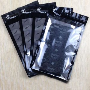 1000 pièces 12*22 cm fermeture à glissière en plastique Poly Packs noir étui de téléphone portable emballage de détail sac d'emballage pour 4,7 à 6,7 pouces housse de téléphone
