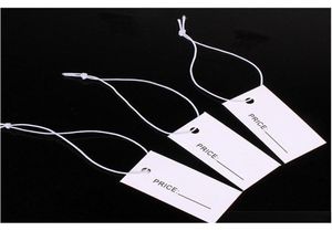 1000pcs 1733 cm Etiquetas de papel blanco impreso de un lado con etiquetas de colgación de cuerda elástica etiqueta para joyería KRKKX7857958