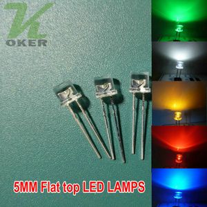1000pcs 5mm White Red Blue Green yellow Flat top Water Clear LED Light Lamp Emitting Diode Ultra Bright Bead Plug-in DIY Kit Practice Wide Angle