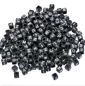 1000Pcs Black Mixed Letter Alphabet Flat Round Acrylic Spacer Beads For Jewelry Making 6mm