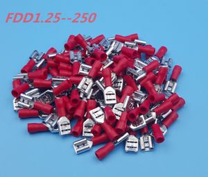 1000 Uds. Conector de terminal de crimpado rojo FDD1.25-250 6,3mm16-22 AWG cable de pala hembra aislado