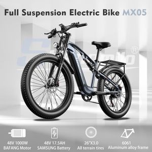 Shengmilo 26 pouces VTT électrique 1000W PEAK E-MTB BAFANG suspension complète Ebike City gros pneu vélo 17.5Ah 48V SAMSUNG vélo électrique Shimano 7 vitesses cyclomoteur 40 KM/H