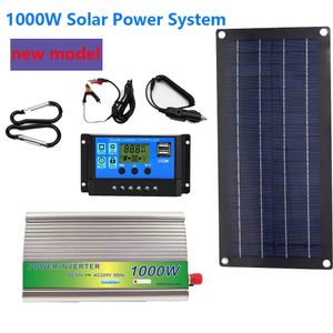 1000W Solar Power System Solar Panel Kit 12V to 220V Power Station 10A-60A Controller for Home Car Camping Backup Charger 240124