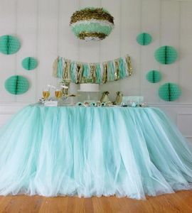 10080 cm Menthe Vert Tulle Table Jupes De Mariage Tutu Table Décoration Pas Cher Créatif Bébé Douches Sur Mesure Anniversaires Fête Décor6472224