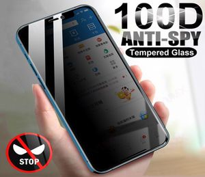 Verre de protection anti-espion 100D pour iPhone 12 Mini 11 Pro Max Privacy Screen Protector iPhone XR XS 6 6S 7 8 Plus SE6408003