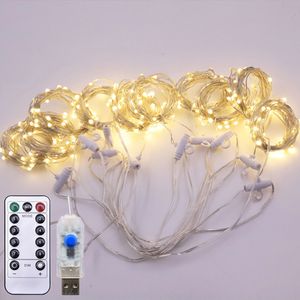 100LED 200led 300led cadena de luz Cortinas cadena luz del alambre de cobre Hada Garland USB cadena luces de Navidad decoración