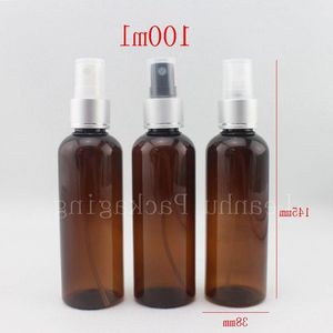 Bouteilles de maquillage de pompe de pulvérisation en aluminium vides marron de 100 ml, récipient de pulvérisateur de brume cosmétique de parfum de luxe de 100 cc, emballage cosmétique Reqvh