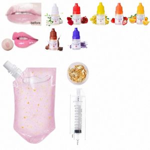 100ml Changement de couleur DIY Kit Lip Gloss Base Mositurizing Lip Gloss Gros liquide Rouge à lèvres Teinte de matière première Gel m7Nw #