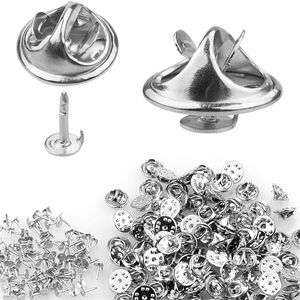 100 piezas de broche trasero de Metal, Base de soporte de placa para Material de joyería DIY, suministros para manualidades, accesorios de costura novedosos hechos a mano