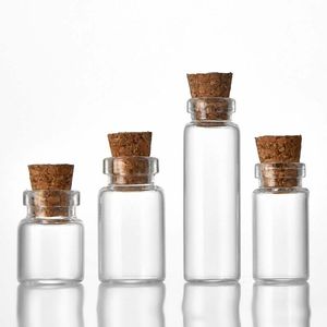 100 Uds 0,5 ml 12x18mm moda novedosa pequeña botella de embalaje lindo Mini tapón de corcho de los deseos botellas de vidrio viales frascos 1ml 2ml 3ml 5ml contenedores transparentes