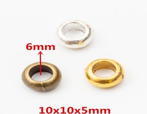 100pcs 10105 mm de bronce vintage antiguo de oro plateado Reducador de oro redondo Charmas de tope de tapas